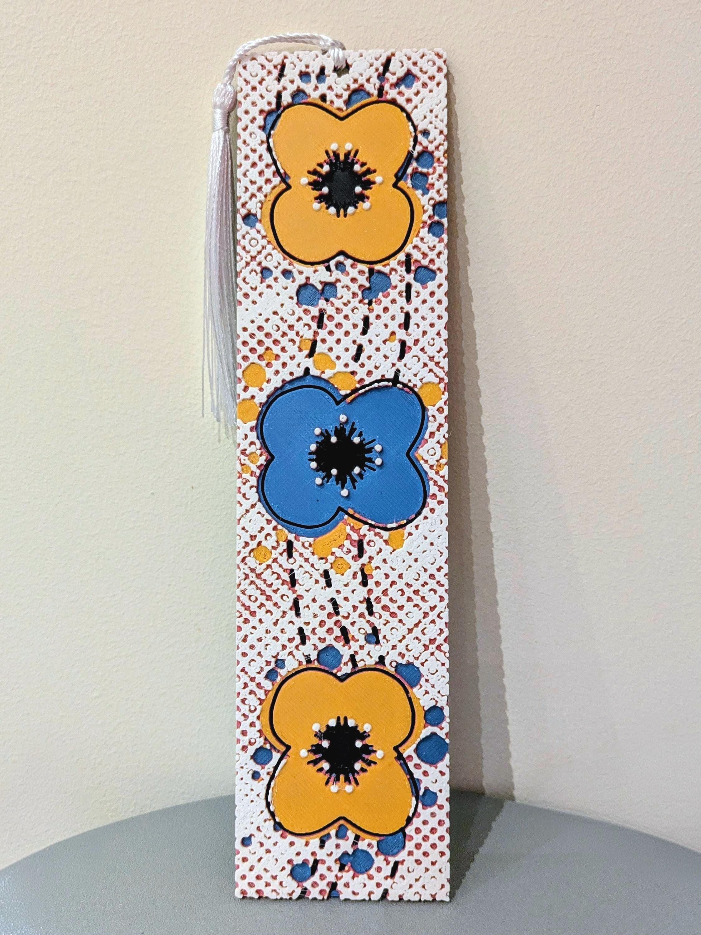 Textured Floral Bookmark with Tassel | 3D Printed | Handmade in UK | Gift for Book Lovers