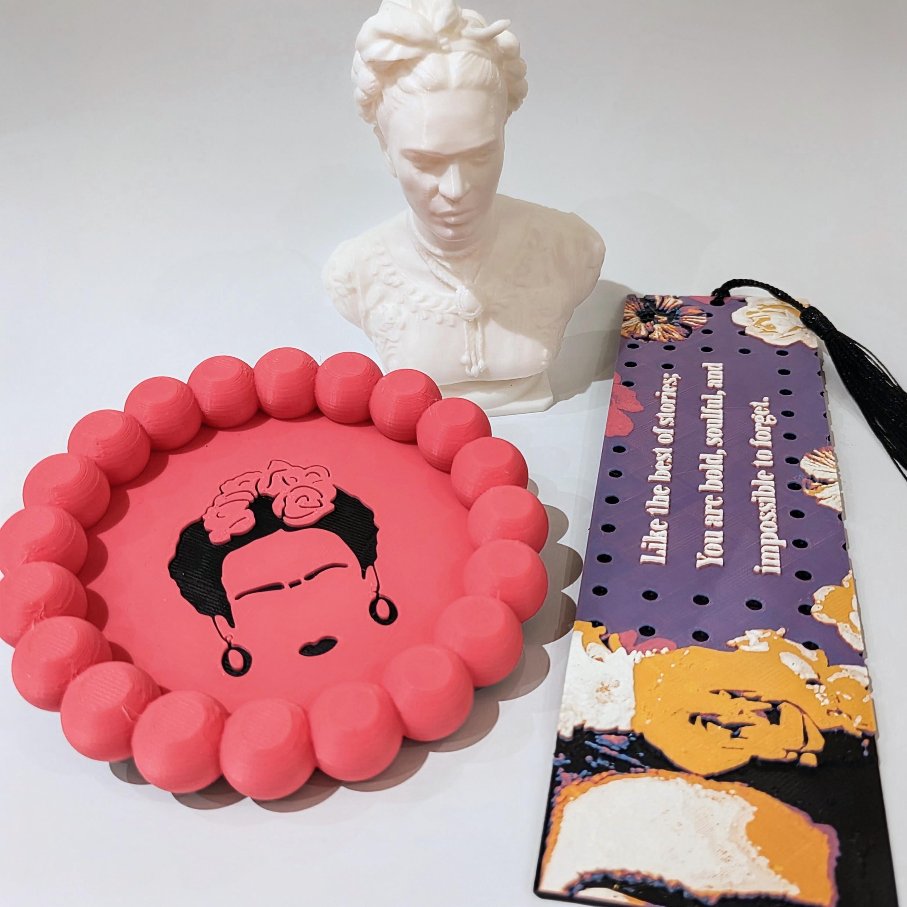 Frida Kahlo artist Gift Set | Trinket Dish | Bookmark | Bust | Art Lover | Motivational Note card | Handmade UK