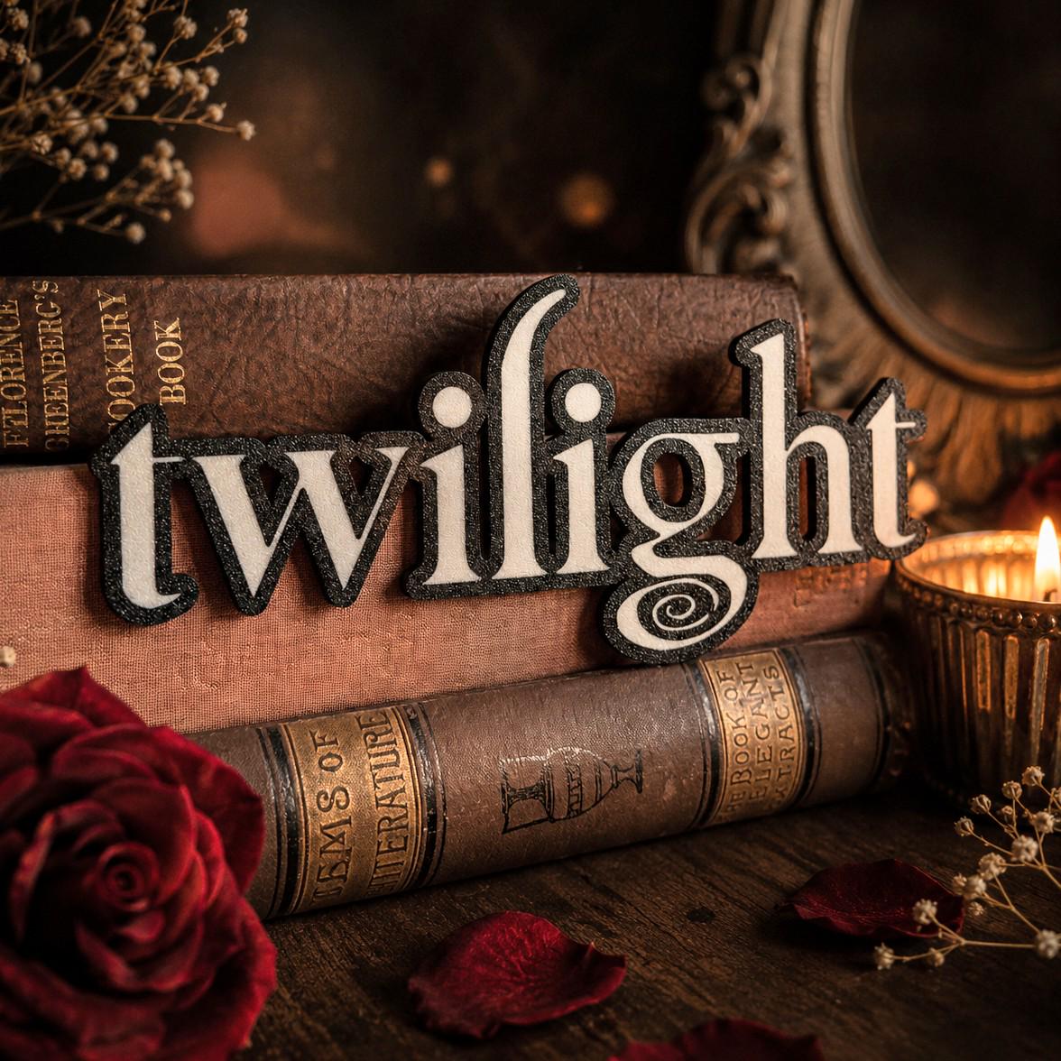Twilight Bookshelf Sign | 3D Printed Fan Art Shelf Decor