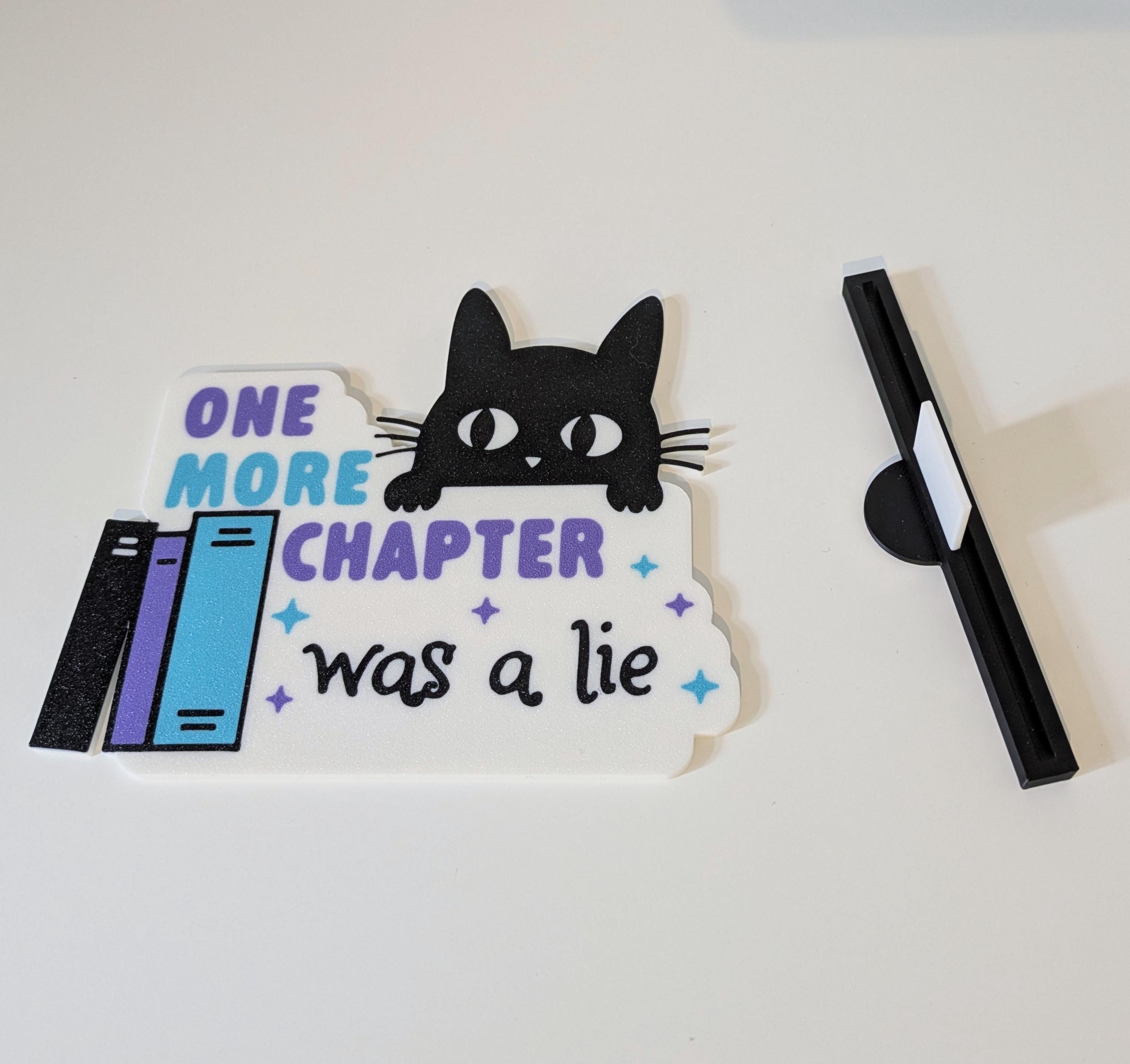 Funny Bookshelf Sign | Reading Quote | 3D Printed Book & Cat Lover Gift