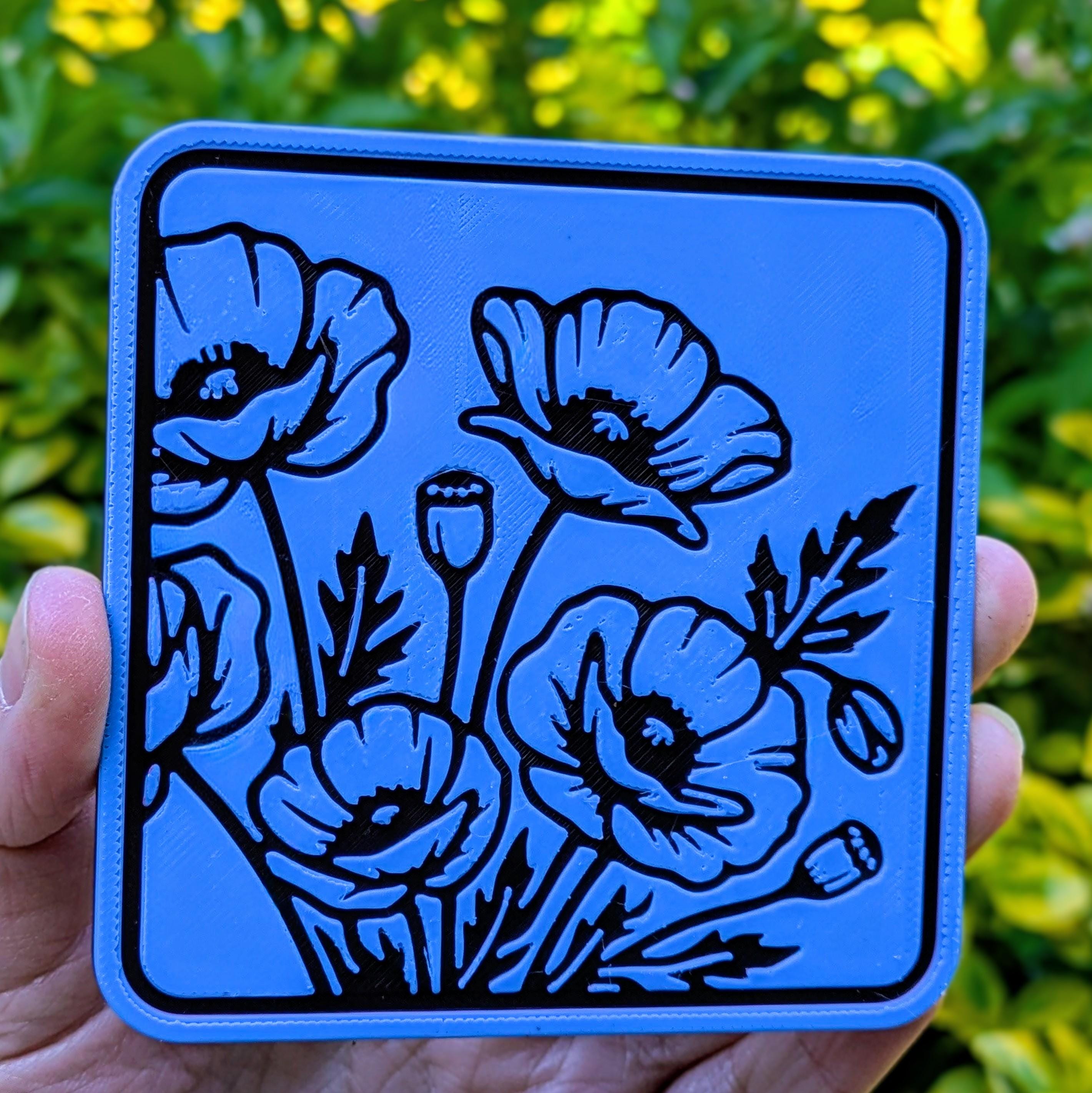 Floral Poppy Gift Set | Bookmark, Coasters & Decor | 3D Printed Nature Lover Gift