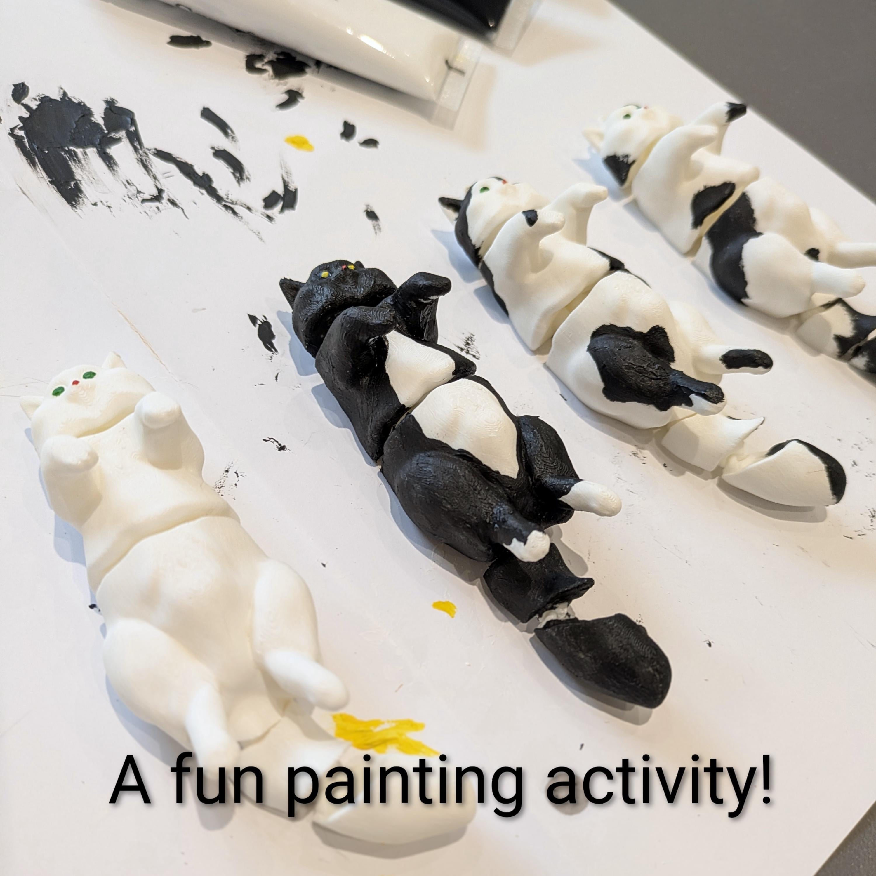 Paint Your Own Cat Keyring | Flexible 3D Printed Articulated Cat | Creative Gift