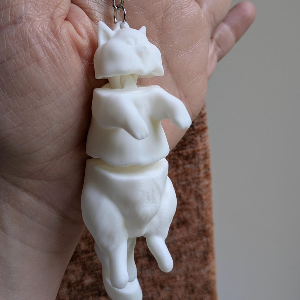 Paint Your Own Cat Keyring | Flexible 3D Printed Articulated Cat | Creative Gift