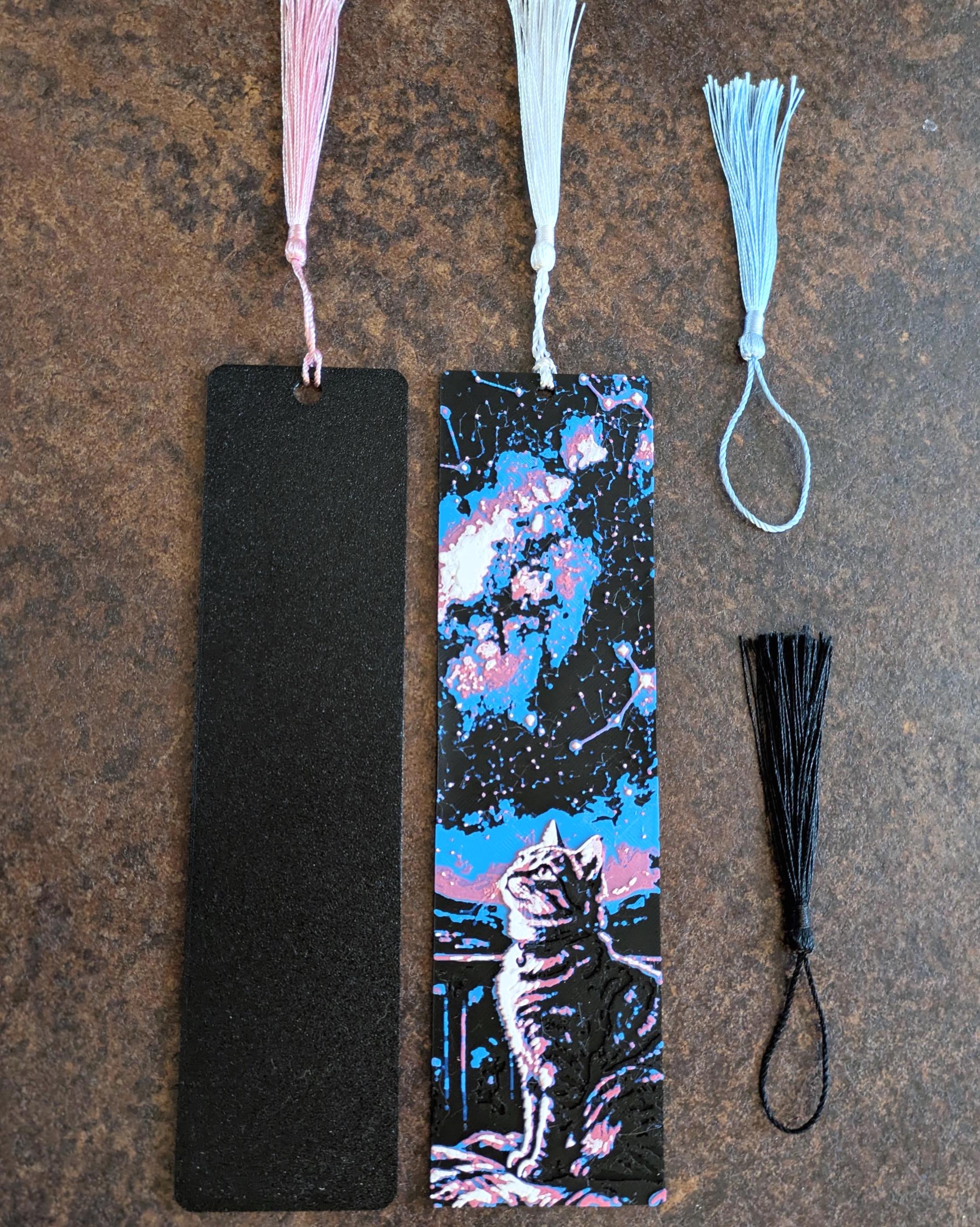 Cat Bookmark with Tassel | Starry Night Sky Cat Lover Gift