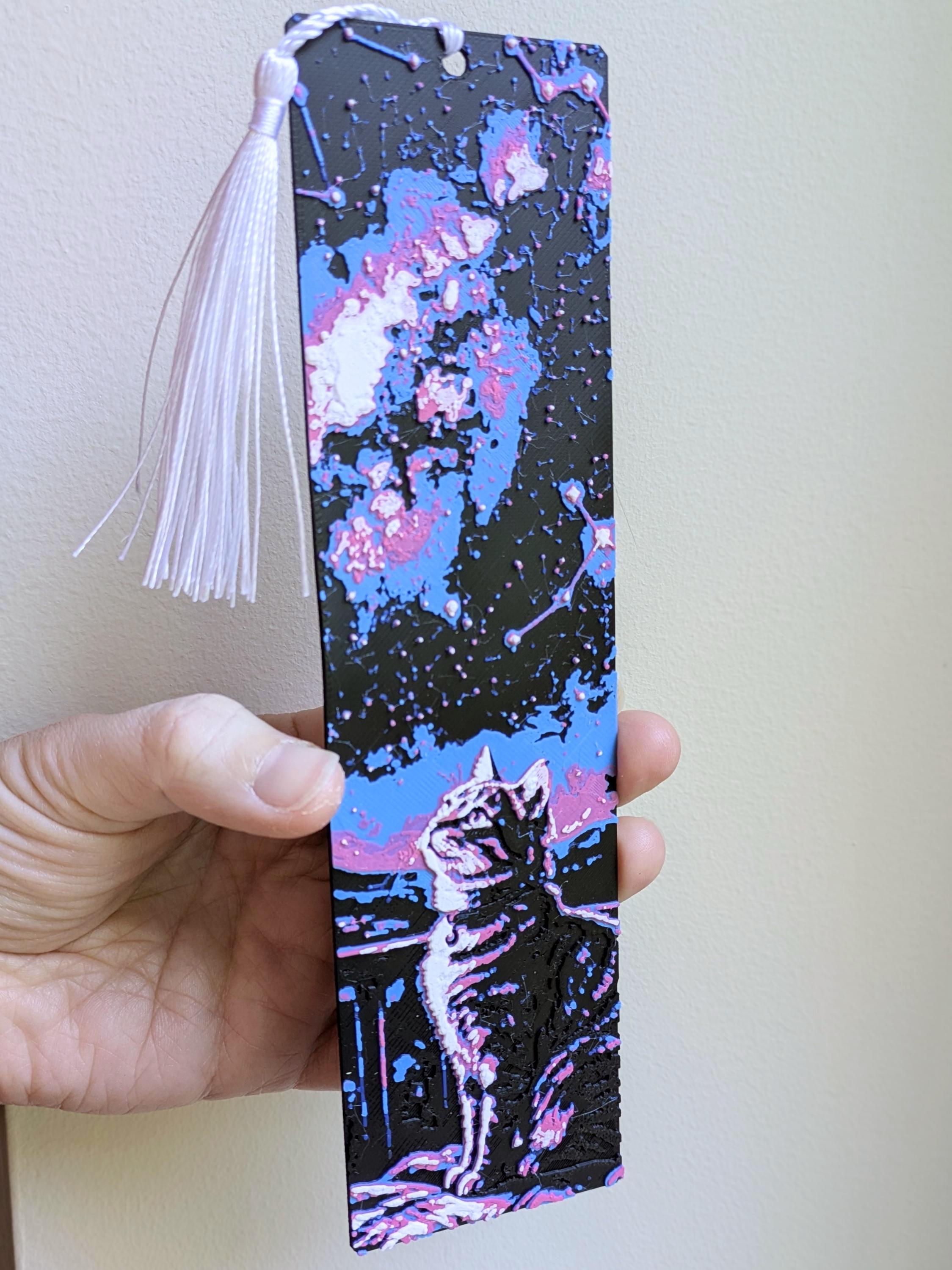 Cat Bookmark with Tassel | Starry Night Sky Cat Lover Gift