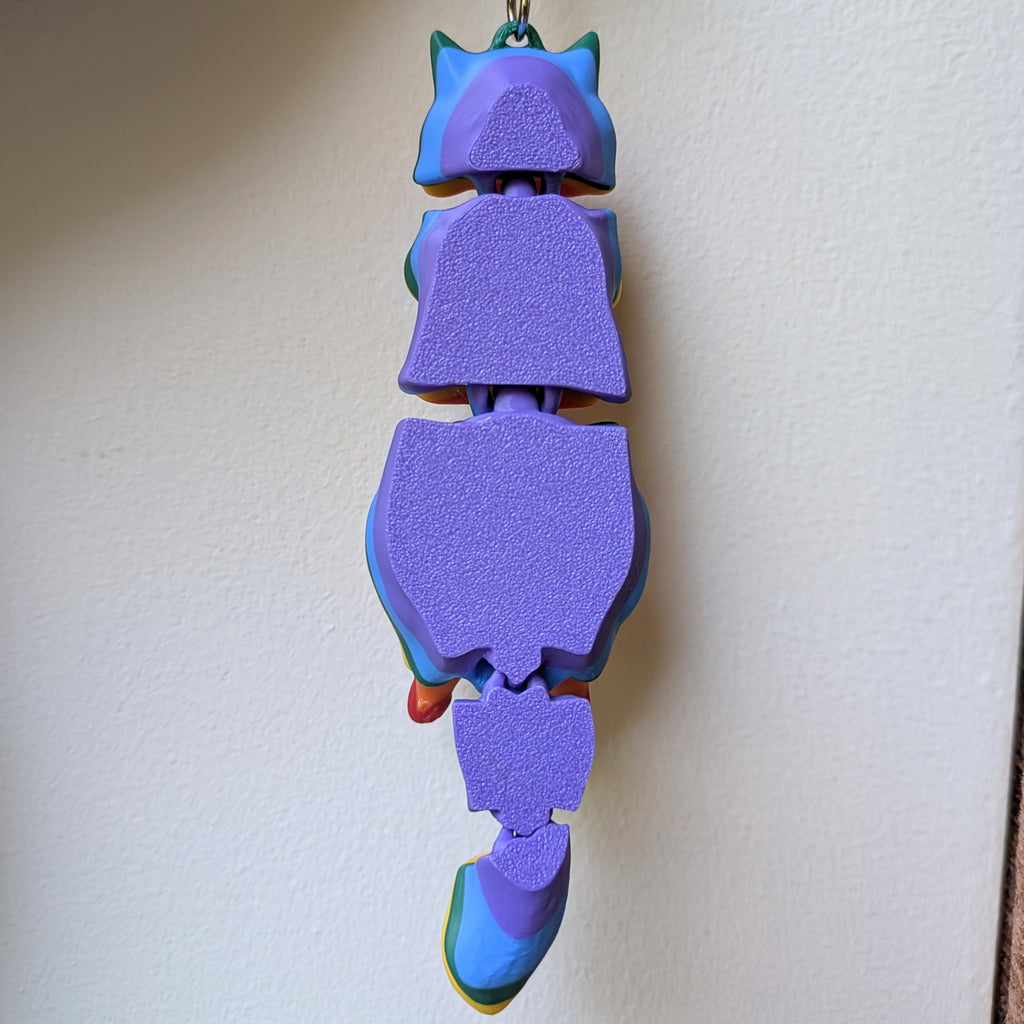 Rainbow Pride Cat Keyring | Flexible 3D Printed Articulated Cat | LGBTQ+ Gift
