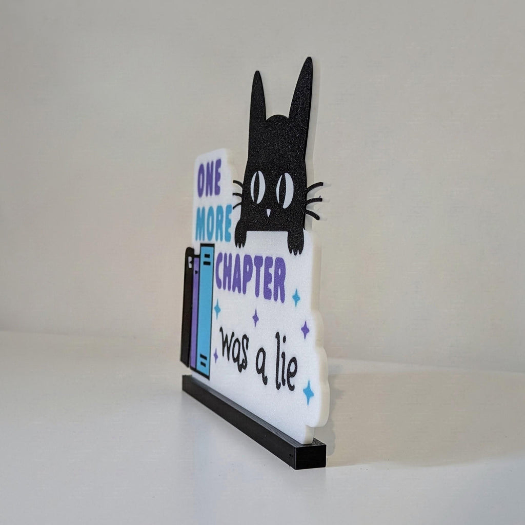 Funny Bookshelf Sign | Reading Quote | 3D Printed Book & Cat Lover Gift