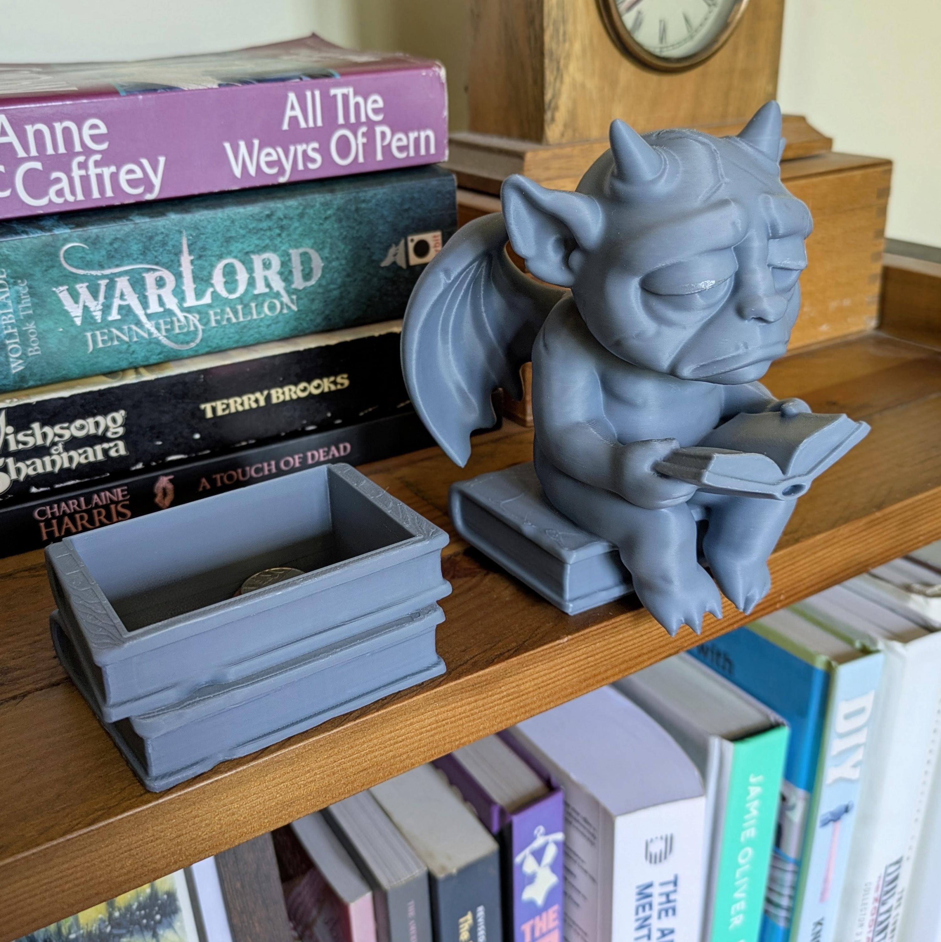 Gothic Gargoyle Trinket Box | Hidden Storage | 3D Printed Book Decor | Fantasy Gift