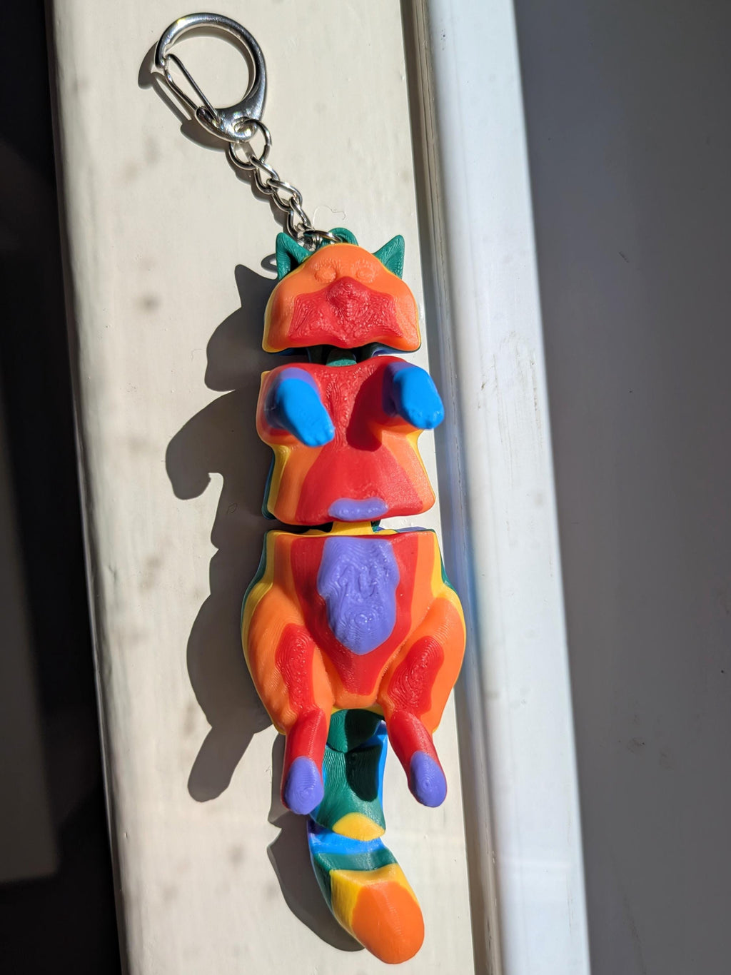 Rainbow Pride Cat Keyring | Flexible 3D Printed Articulated Cat | LGBTQ+ Gift