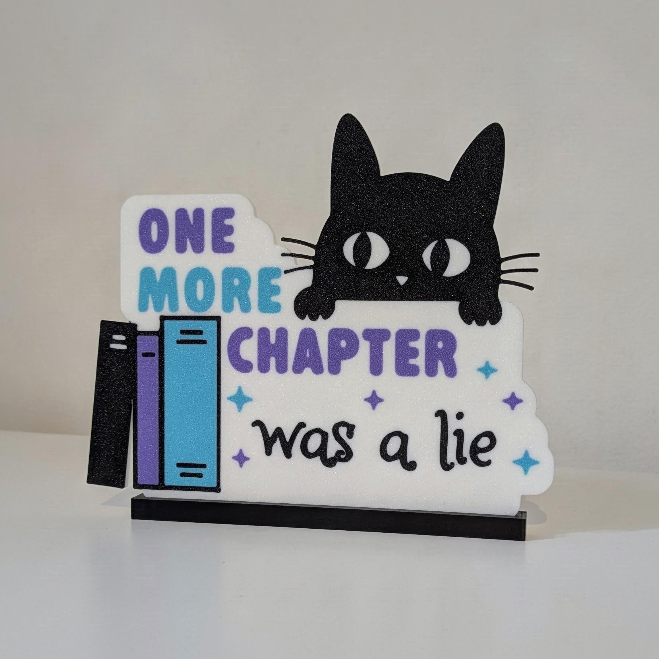 Funny Bookshelf Sign | Reading Quote | 3D Printed Book & Cat Lover Gift