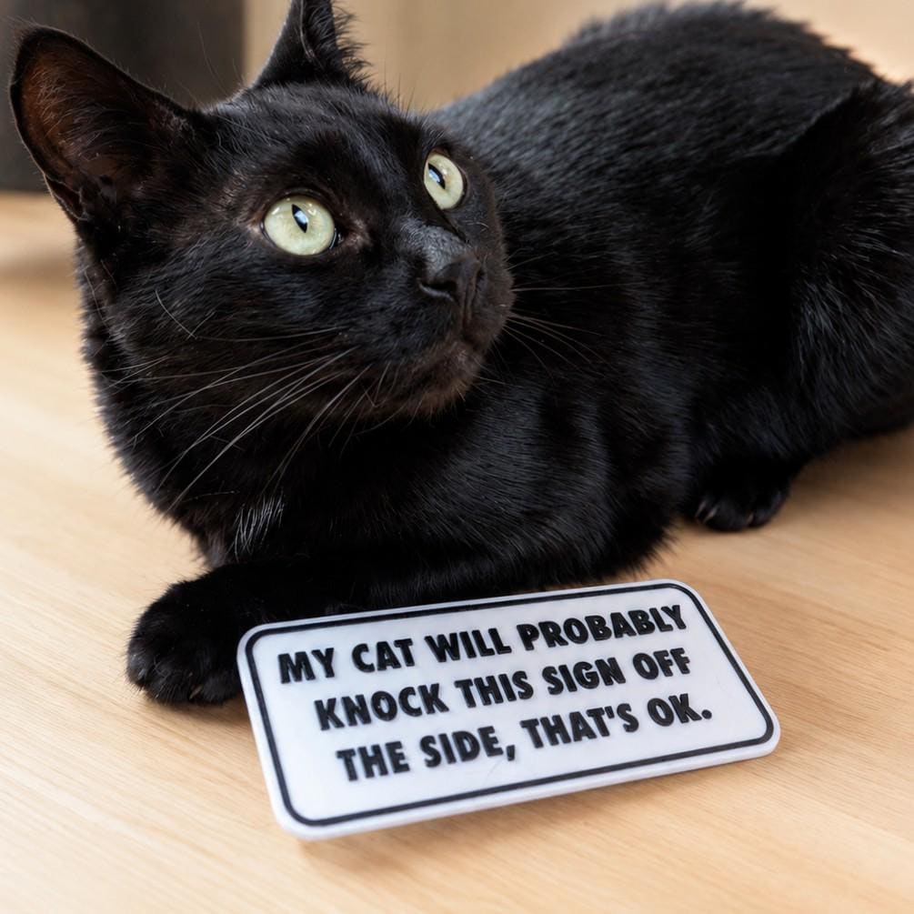 Funny Cat Sign | My Cat Will Probably Knock This Sign Off | 3D Printed Cat Lover Gift