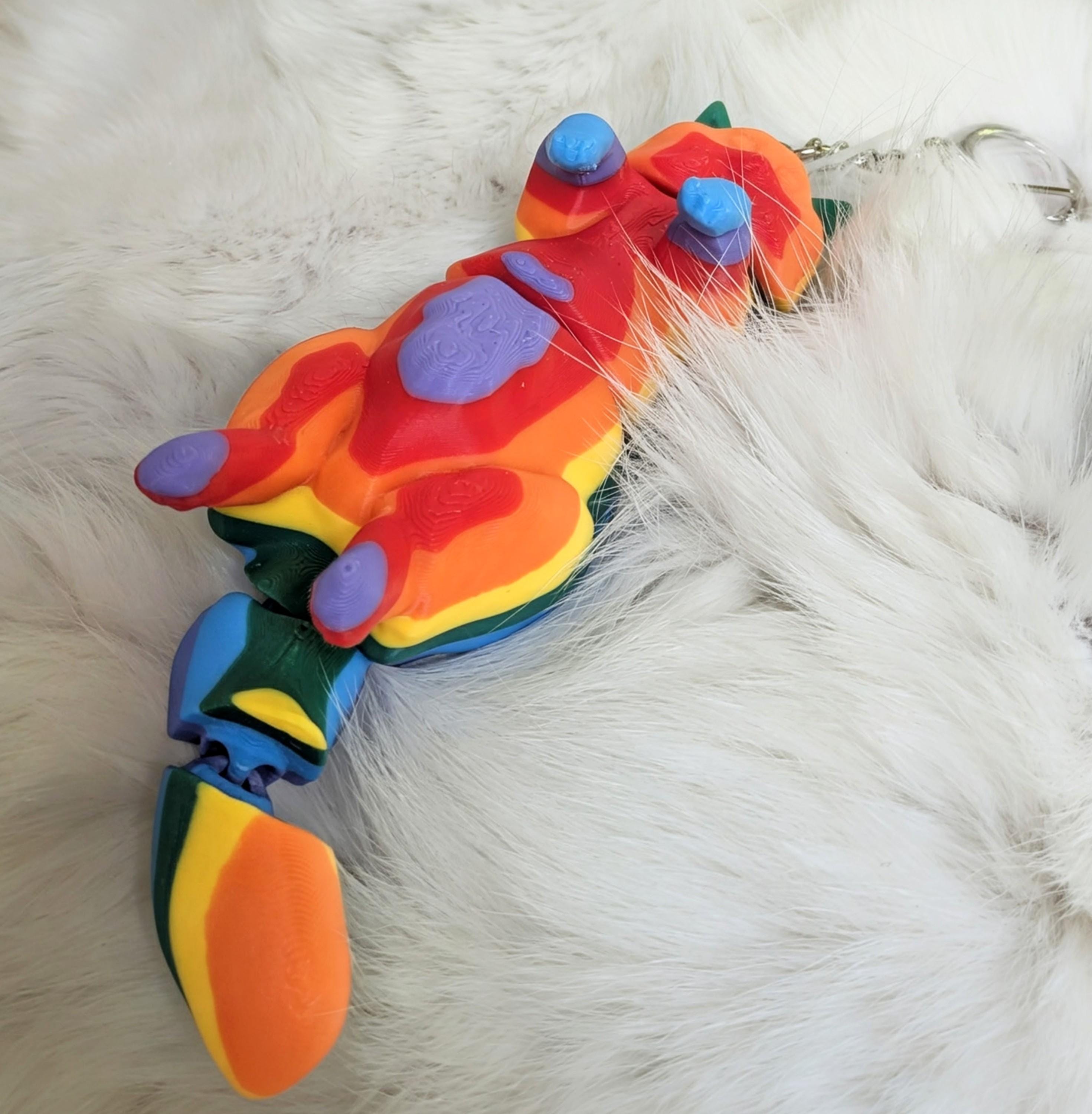 Rainbow Pride Cat Keyring | Flexible 3D Printed Articulated Cat | LGBTQ+ Gift