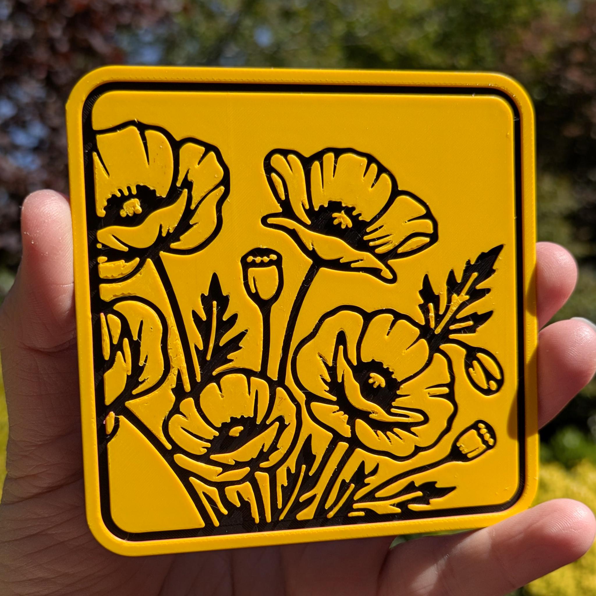 Floral Poppy Gift Set | Bookmark, Coasters & Decor | 3D Printed Nature Lover Gift